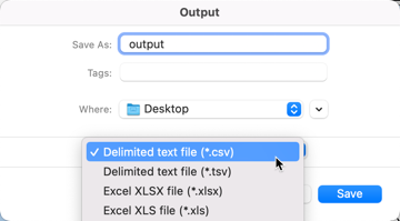 output to CSV output to CSV