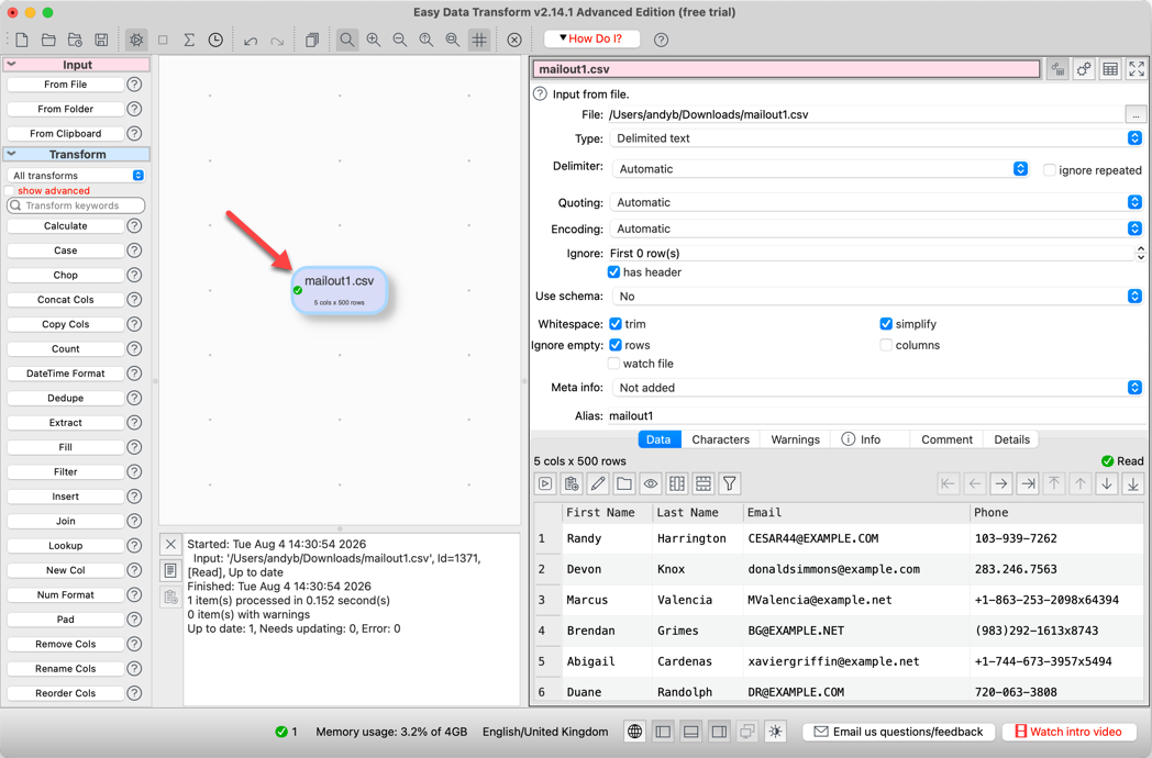 transform csv file transform csv file