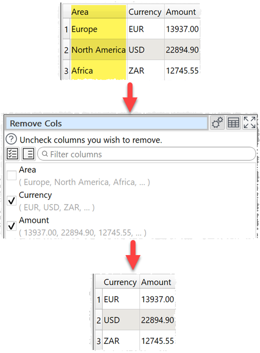 how to remove column example how to remove column example