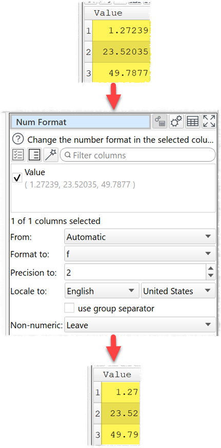 how to set the numeric format example
