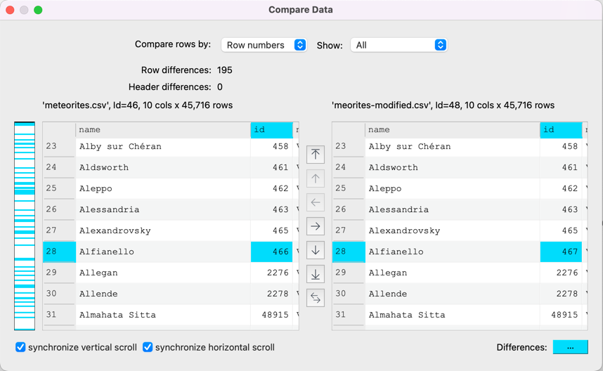 Compare data side-by-side