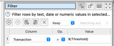 Filter using column variable.