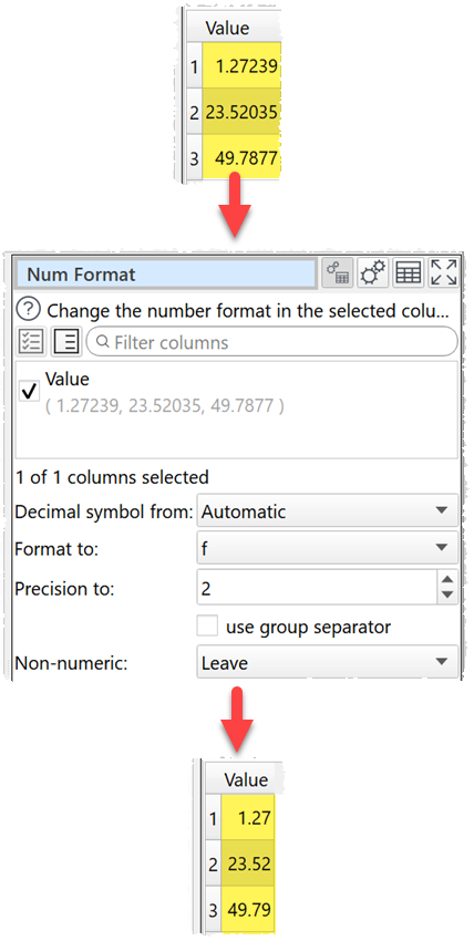 how to set the numeric format example