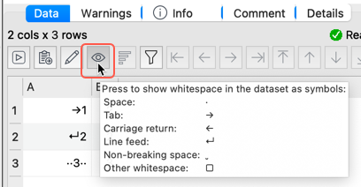 show whitespace in data