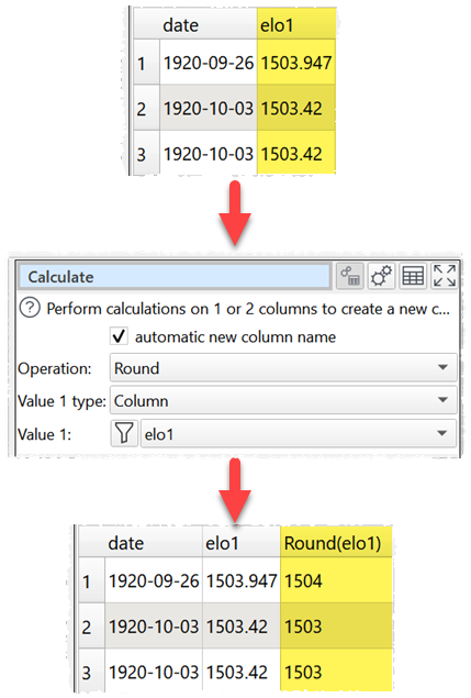 How to round a column of numbers