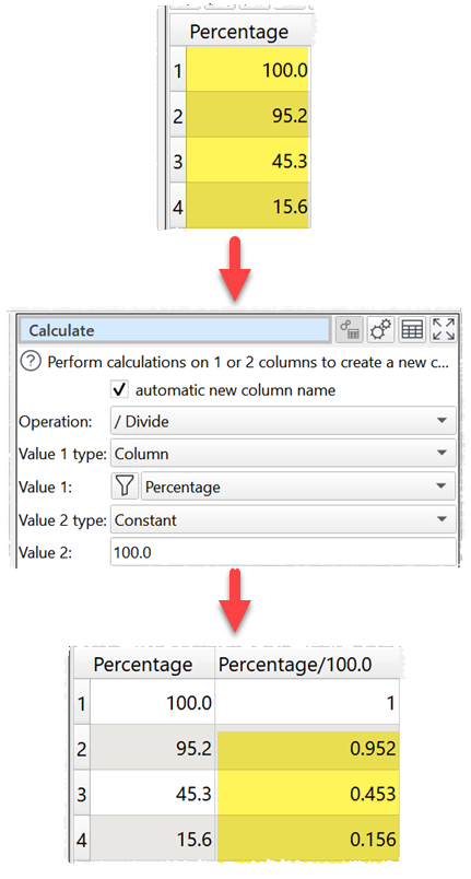 how to divide column of numbers