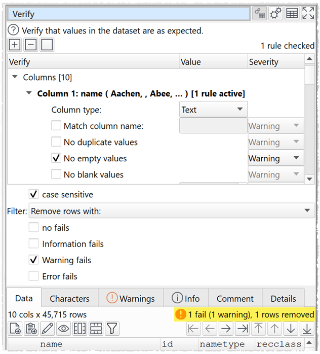 Remove rows with an empty value